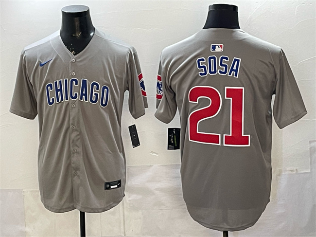 Men's Chicago Cubs #21 Sammy Sosa Grey Limited Stitched Baseball Jersey Men's Chicago Cubs #21 Sammy Sosa Grey Limited Stitched Baseball Jersey